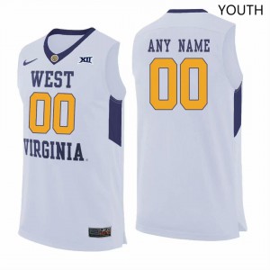 Youth West Virginia Mountaineers Custom #00 Official White Jersey 821871-602