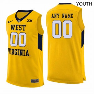 Youth West Virginia Mountaineers Custom #00 Yellow High School Jerseys 398224-890