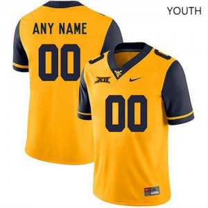 Youth West Virginia Mountaineers Custom #00 High School Yellow Jerseys 900477-346