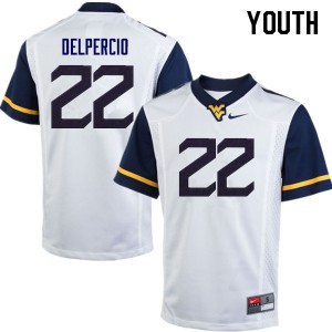 Youth West Virginia Mountaineers Anthony Delpercio #22 White Official Jerseys 546156-227
