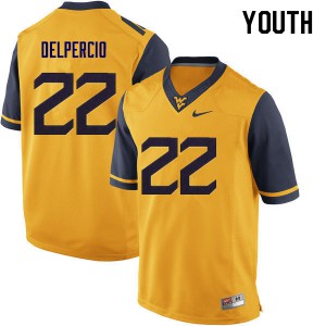 Youth West Virginia Mountaineers Anthony Delpercio #22 Yellow University Jerseys 412405-572