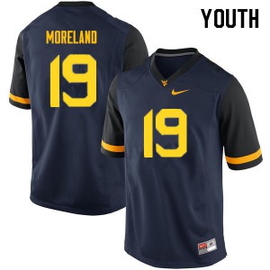Youth West Virginia Mountaineers Barry Moreland #19 Navy Football Jerseys 292206-108