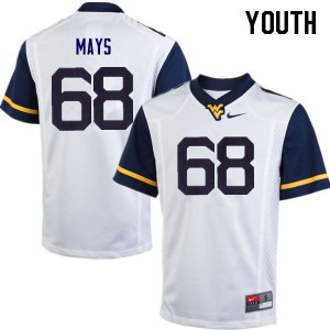Youth West Virginia Mountaineers Briason Mays #68 Football White Jerseys 457638-201