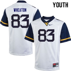 Youth West Virginia Mountaineers Bryce Wheaton #83 White Embroidery Jerseys 310419-575