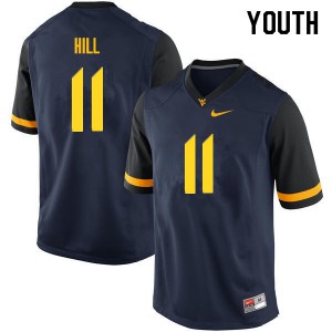 Youth West Virginia Mountaineers Chase Hill #11 Official Navy Jersey 913559-949
