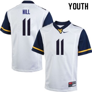 Youth West Virginia Mountaineers Chase Hill #11 White Stitch Jersey 272560-358