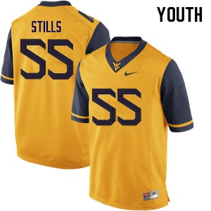 Youth West Virginia Mountaineers Dante Stills #55 Yellow Embroidery Jersey 889635-775