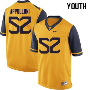 Youth West Virginia Mountaineers Emilio Appolloni #52 High School Yellow Jerseys 908405-505