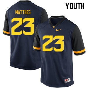 Youth West Virginia Mountaineers Evan Matthes #23 Navy NCAA Jerseys 147883-244