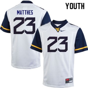 Youth West Virginia Mountaineers Evan Matthes #23 White College Jerseys 166100-821