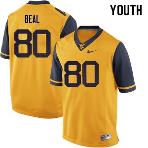 Youth West Virginia Mountaineers Jesse Beal #80 Yellow Stitched Jersey 174965-893