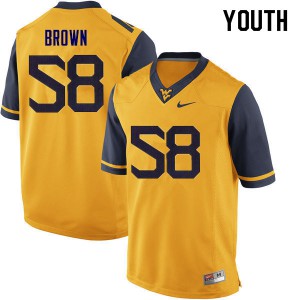 Youth West Virginia Mountaineers Joe Brown #58 Official Yellow Jersey 666829-409