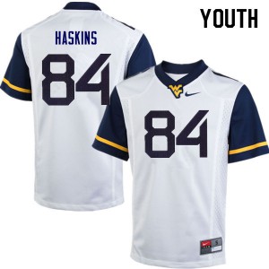 Youth West Virginia Mountaineers Jovani Haskins #84 White Official Jersey 229539-357
