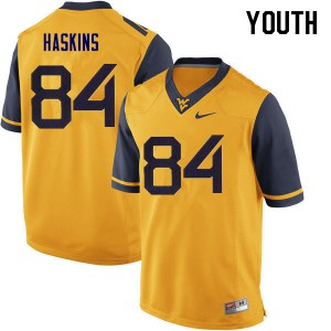 Youth West Virginia Mountaineers Jovani Haskins #84 Alumni Yellow Jerseys 745323-636