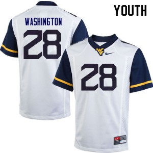 Youth West Virginia Mountaineers Keith Washington #28 White Official Jersey 849196-527