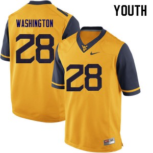 Youth West Virginia Mountaineers Keith Washington #28 Stitched Yellow Jerseys 558806-196