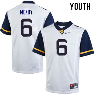 Youth West Virginia Mountaineers Kennedy McKoy #6 Stitched White Jersey 936408-351
