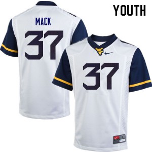 Youth West Virginia Mountaineers Kolby Mack #37 Stitched White Jersey 776437-277
