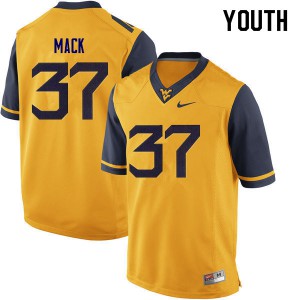 Youth West Virginia Mountaineers Kolby Mack #37 Yellow Official Jersey 307071-119