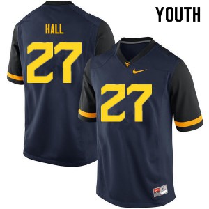 Youth West Virginia Mountaineers Kwincy Hall #27 Navy Player Jersey 784872-433