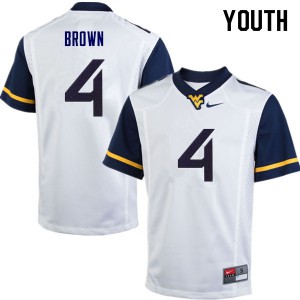 Youth West Virginia Mountaineers Leddie Brown #4 College White Jerseys 770952-897