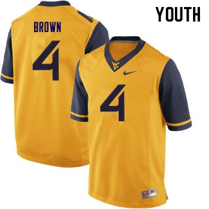 Youth West Virginia Mountaineers Leddie Brown #4 Yellow Official Jerseys 590454-440