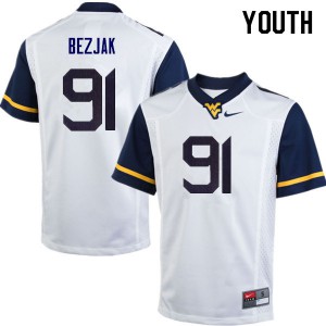 Youth West Virginia Mountaineers Matt Bezjak #91 Official White Jersey 701812-597
