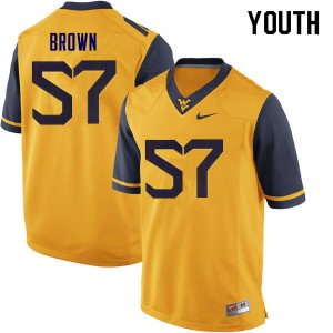 Youth West Virginia Mountaineers Michael Brown #57 Football Yellow Jersey 385901-119