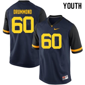 Youth West Virginia Mountaineers Noah Drummond #60 University Navy Jerseys 535274-875
