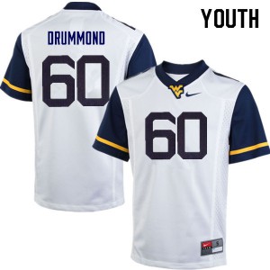 Youth West Virginia Mountaineers Noah Drummond #60 University White Jerseys 105906-842