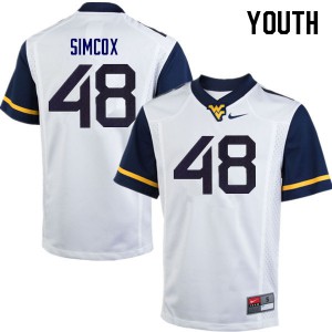 Youth West Virginia Mountaineers Skyler Simcox #48 White Official Jerseys 787594-553