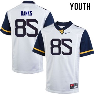 Youth West Virginia Mountaineers T.J. Banks #85 Embroidery White Jersey 532881-234