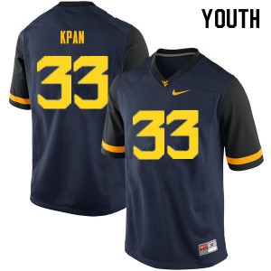 Youth West Virginia Mountaineers T.J. Kpan #33 Player Navy Jersey 983334-232