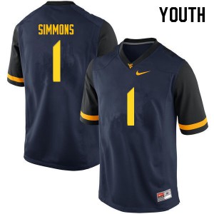 Youth West Virginia Mountaineers T.J. Simmons #1 Navy Alumni Jersey 702640-837