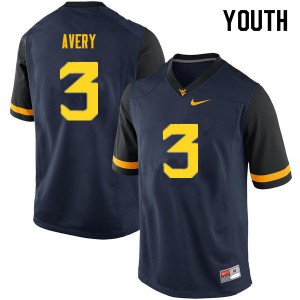 Youth West Virginia Mountaineers Toyous Avery #3 Navy Player Jersey 827637-341