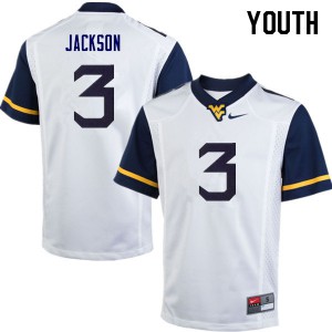 Youth West Virginia Mountaineers Trent Jackson #3 White Stitched Jersey 342466-589