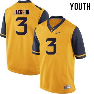 Youth West Virginia Mountaineers Trent Jackson #3 Stitch Yellow Jerseys 923828-450
