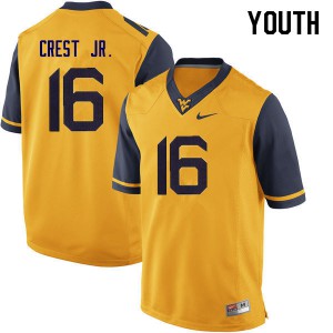 Youth West Virginia Mountaineers William Crest Jr. #16 Yellow Football Jerseys 257903-517