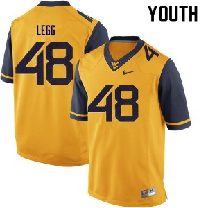 Youth West Virginia Mountaineers Casey Legg #48 Stitched Gold Jerseys 303954-182