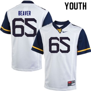 Youth West Virginia Mountaineers Donavan Beaver #65 NCAA White Jerseys 579504-662