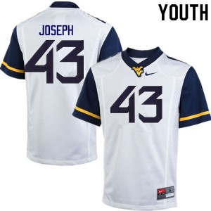 Youth West Virginia Mountaineers Drew Joseph #43 White College Jersey 203035-275