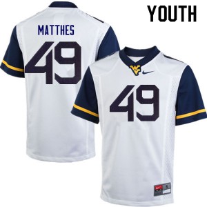 Youth West Virginia Mountaineers Evan Matthes #49 White Stitched Jerseys 466195-909