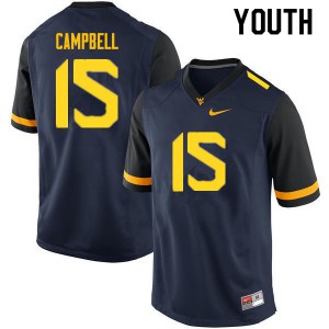 Youth West Virginia Mountaineers George Campbell #15 Stitched Navy Jerseys 588635-150