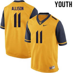Youth West Virginia Mountaineers Jack Allison #11 Gold College Jerseys 841451-711