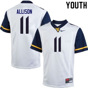 Youth West Virginia Mountaineers Jack Allison #11 College White Jerseys 404880-345