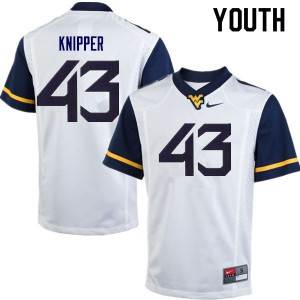 Youth West Virginia Mountaineers Jackson Knipper #43 Embroidery White Jerseys 236590-199