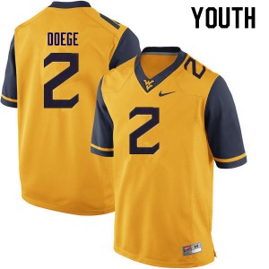 Youth West Virginia Mountaineers Jarret Doege #2 Player Gold Jersey 712238-288