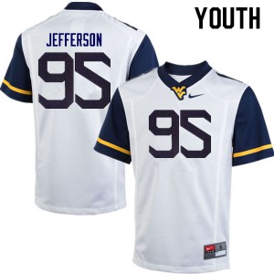 Youth West Virginia Mountaineers Jordan Jefferson #95 White Player Jersey 456182-591