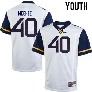 Youth West Virginia Mountaineers Kolton McGhee #40 White Embroidery Jerseys 968753-521