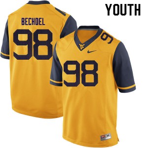 Youth West Virginia Mountaineers Leighton Bechdel #98 Gold Stitched Jerseys 574899-647